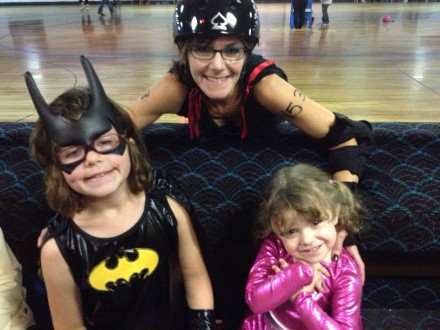 Sugar McMayhem and two of her Mighty Girls.