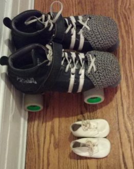 skates and baby shoes
